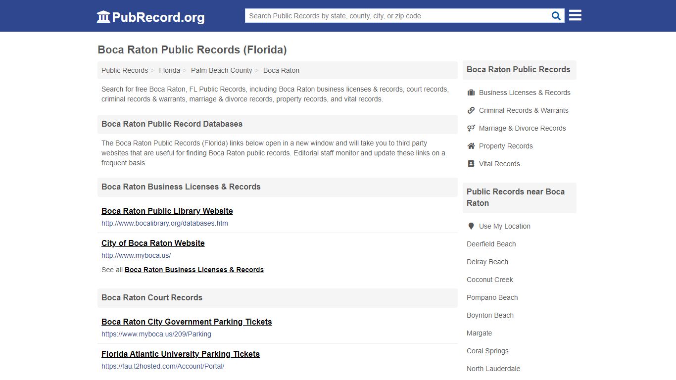 Free Boca Raton Public Records (Florida Public Records) - PubRecord.org